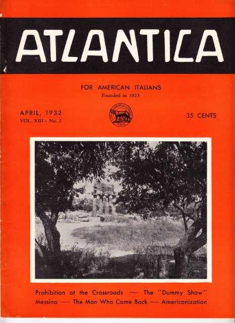 Atlantica April 1932 Italic Institute Of America
