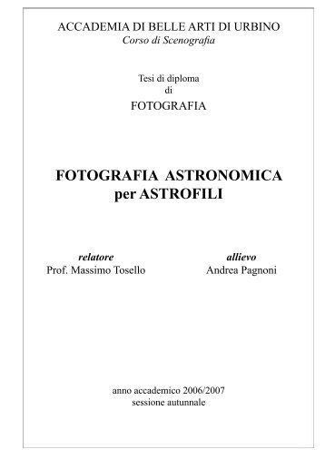 Tipi di fotografie astronomiche - Andrea Pagnoni