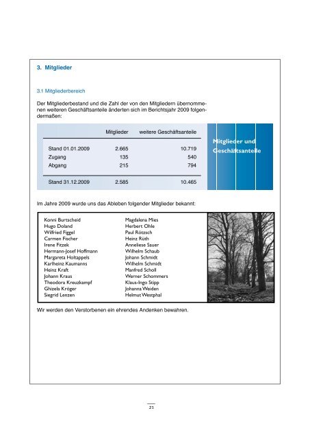 Geschäftsbericht 2009 - Wohnungs-Genossenschaft Köln 1896 eG