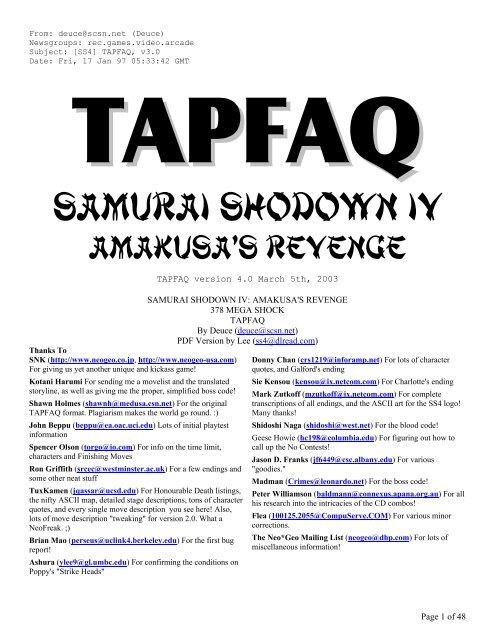 Tapfaq Samurai Shodown Forever