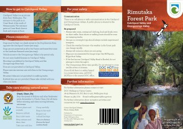Rimutaka Forest Park brochure - Department of Conservation