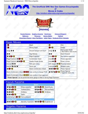 [moves] Basic Moves Kazuki Kazama Sogetsu ... - Neo-Arcadia.com