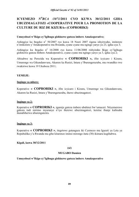 Ibirimo/Summary/Sommaire page/urup. - Mifotra