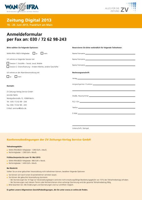 Zeitung Digital 2013 von BDZV und WAN-IFRA