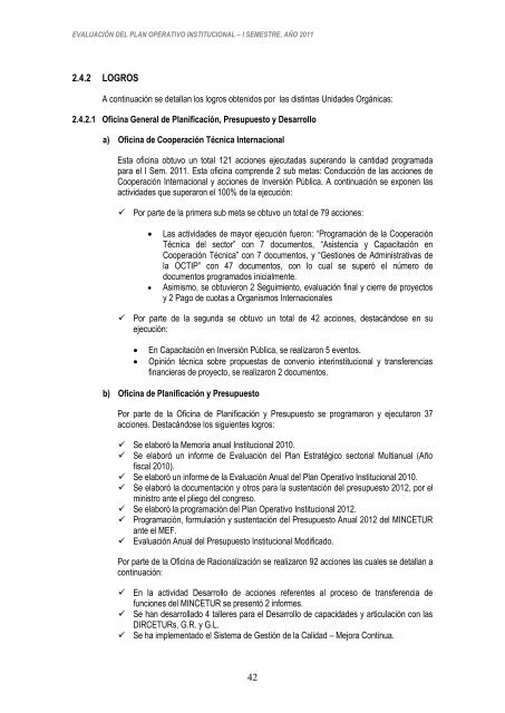 Informe de Evaluación del Plan Operativo Institucional - I Semestre