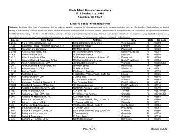 Firms - Rhode Island Department of Business Regulation