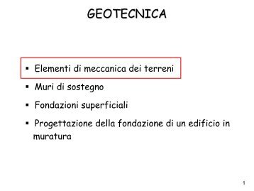 GEOTECNICA - Facoltà di Ingegneria