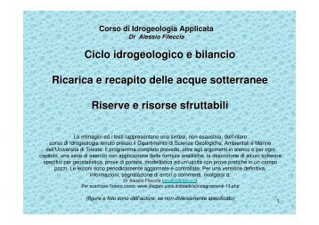 4 ciclo idrogeologico ricarica riserve