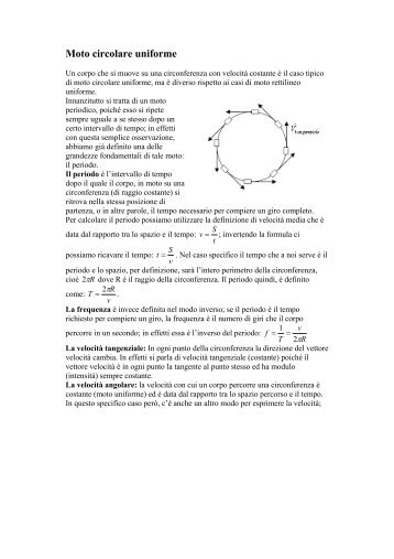 Moto circolare uniforme - Lezioni di astronomia