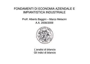 fondamenti di economia aziendale e impiantistica industriale