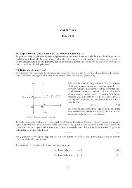 CAPITOLO 2 §8. EQUAZIONE DELLA RETTA IN ... - Ivan Cervesato