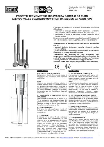 pozzetti termometrici ricavati da barra o da tubo ... - TE.MA. srl