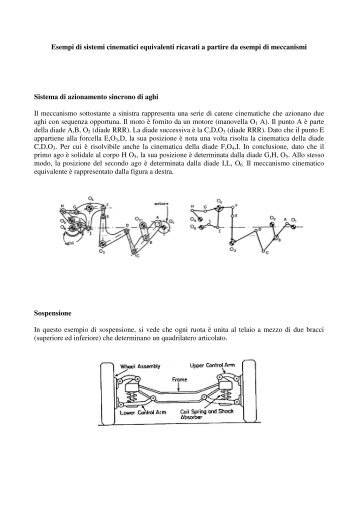 Esempi di sistemi cinematici equivalenti ricavati a partire da esempi ...