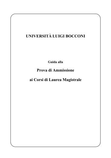 Guida alla Prova di Ammissione ai Corsi di Laurea Magistrale