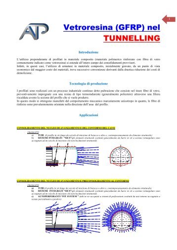 Vetroresina (GFRP) nel TUNNELLING - ATP home page