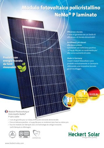 Scheda tecnica NeMo ® P Laminato - Heckert Solar