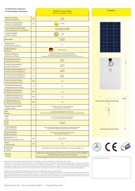 Scheda tecnica NeMo ® P Laminato - Heckert Solar