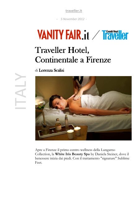traveller.it November 2012 - Lungarno Hotels Collection