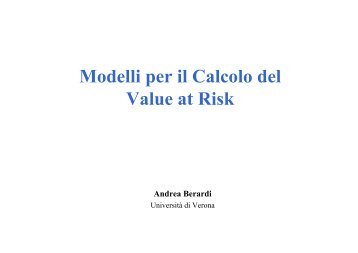 Modelli per il Calcolo del Value at Risk