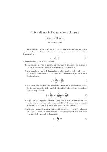 Chiarimento su equazioni di chiusura.