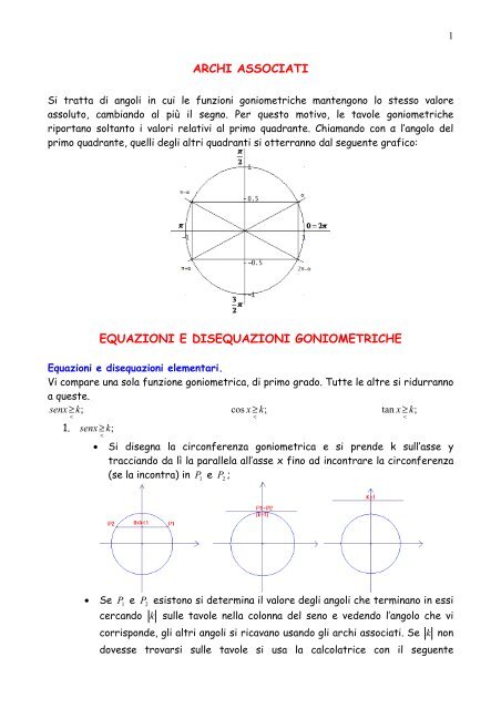 Equazioni e disequazioni goniometriche