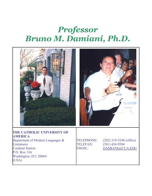 Professor Bruno M. Damiani, Ph.D. - Department of Modern ...