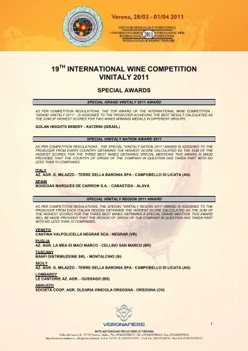 19 international wine competition vinitaly 2011 - Veronafiere