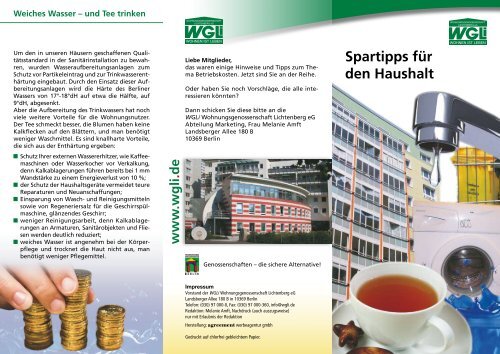 Flyer Spartipps für den Haushalt - WGLi Wohnungsgenossenschaft ...