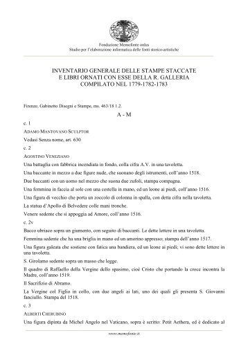 inventario generale delle stampe staccate e libri ornati con esse ...