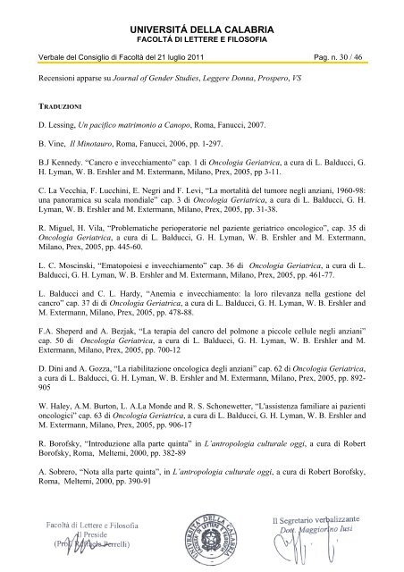 UNIVERSITÁ DELLA CALABRIA - Lettere e filosofia - Università ...