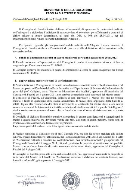 UNIVERSITÁ DELLA CALABRIA - Lettere e filosofia - Università ...