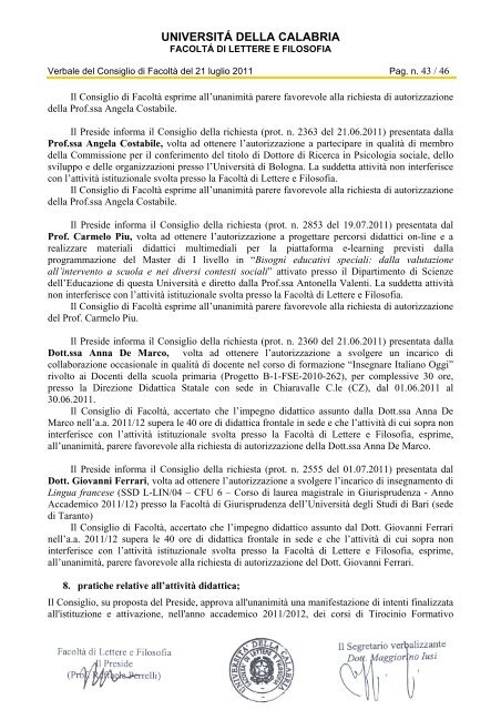 UNIVERSITÁ DELLA CALABRIA - Lettere e filosofia - Università ...