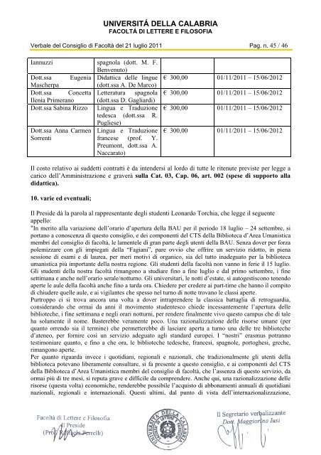 UNIVERSITÁ DELLA CALABRIA - Lettere e filosofia - Università ...