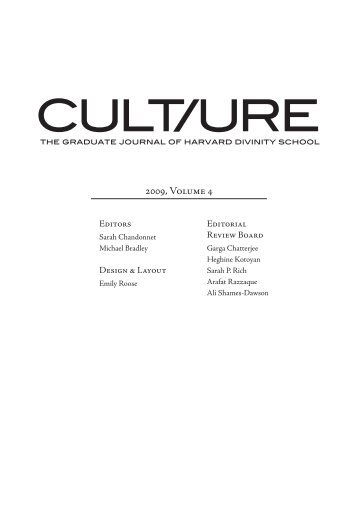 2009, Volume 4 - Cult/ure: The Graduate Journal of Harvard Divinity ...