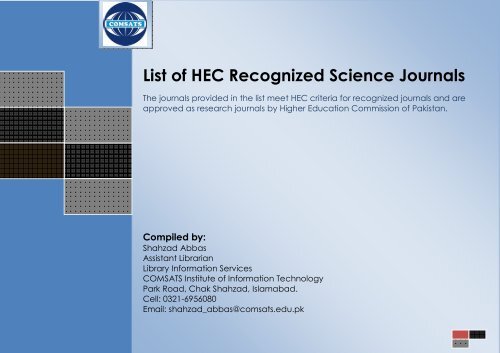 List of HEC Recognized Science Journals - Abdul Wali Khan ...