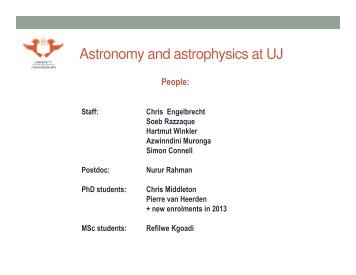 University of Johannesburg (UJ) - Hartebeesthoek Radio Astronomy ...