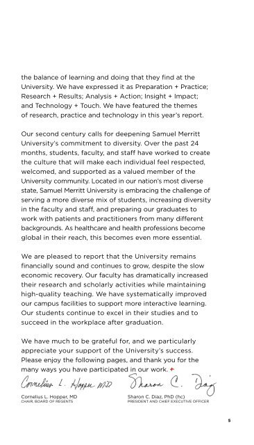 Report to the Community - Samuel Merritt University