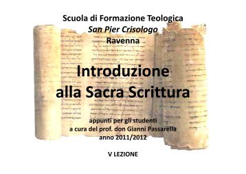 V LEZIONE SLIDES lo Spirito Santo nella Sacra Scrittura - Webdiocesi