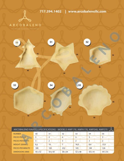 Ravioli Shapes and Pasta Cutter Catalog - Arcobaleno