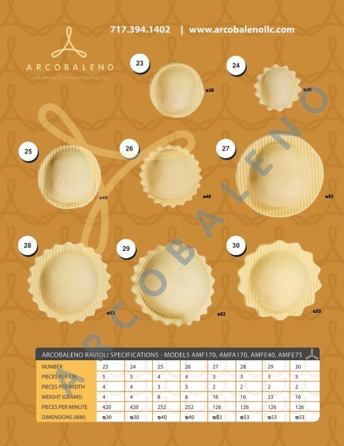 Ravioli Shapes and Pasta Cutter Catalog - Arcobaleno