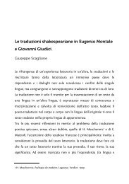 Le traduzioni shakespeariane in Eugenio Montale e Giovanni Giudici