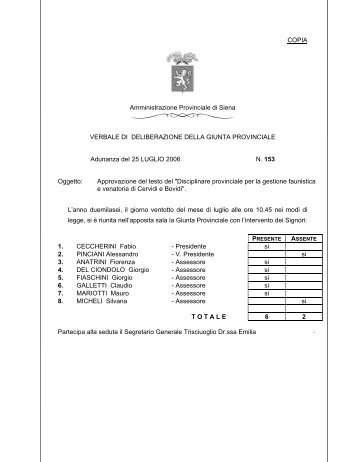 Disciplinare provinciale per la gestione ... - Provincia di Siena