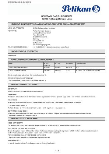 SCHEDA DI DATI DI SICUREZZA 22.992: Pelikan pulitore per Leica