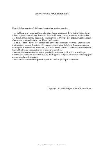 Les Bibliothèques Virtuelles Humanistes Extrait de la convention ...