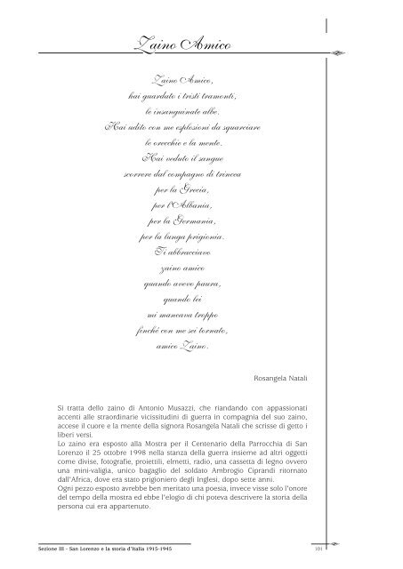 "Noi. Testimonianze e documenti in un libro per S. Lorenzo di ...