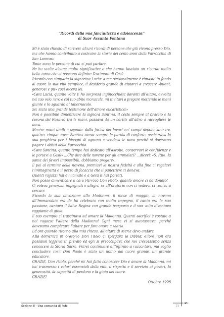 "Noi. Testimonianze e documenti in un libro per S. Lorenzo di ...