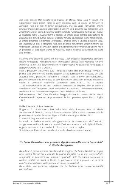 "Noi. Testimonianze e documenti in un libro per S. Lorenzo di ...