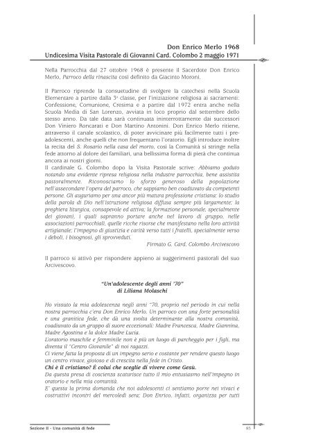 "Noi. Testimonianze e documenti in un libro per S. Lorenzo di ...