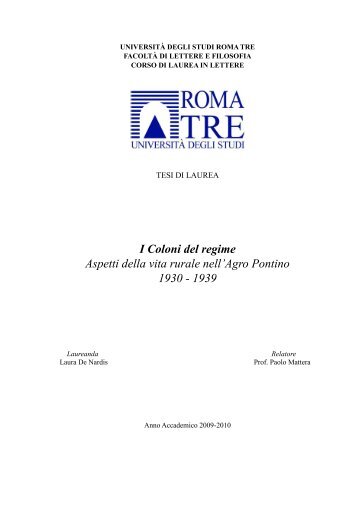 tesi di laurea - associazione culturale tor tre ponti