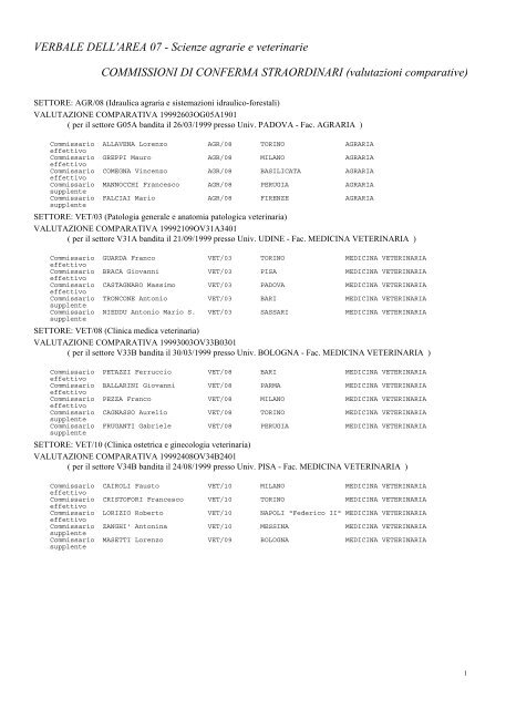 Commissioni di conferma straordinari - valutazioni ... - Cineca